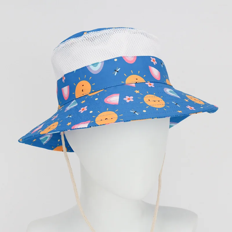 

Summer Cute Cartoon Print Cotton Bucket Hat Boys Girls Outdoor Sun Hats Breathable Hat Fisherman Hat Cap for Kids 3-10 Years