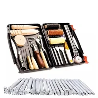 48pcs leather sewing tools kit diy leather craft tools hand stitching tool set prong punch leather stamping tools wax ropes