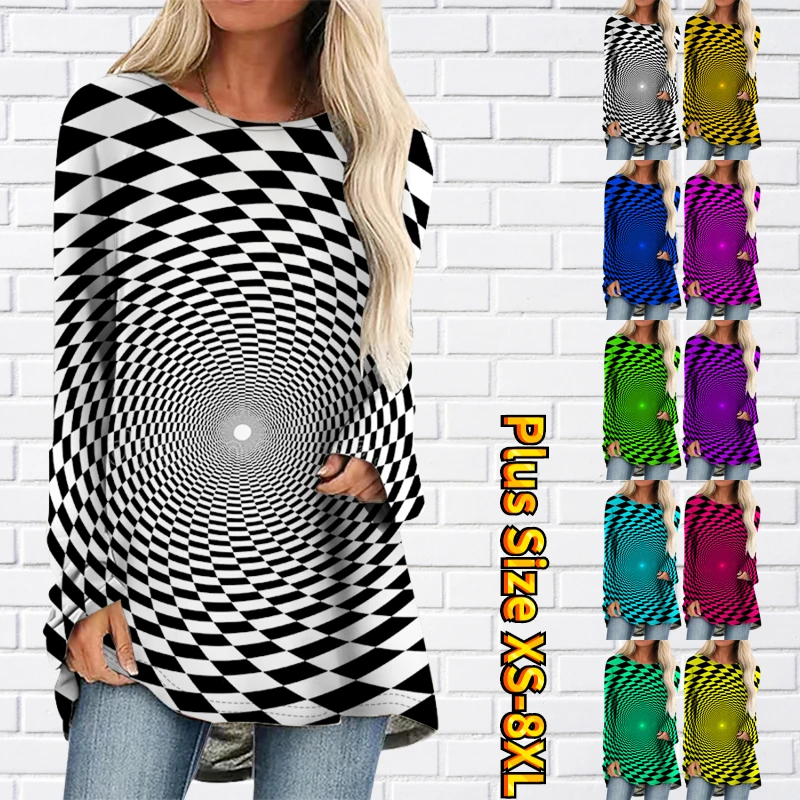 

Мозаичная женская сумка с длинными рукавами и принтом, женский топ с круглым вырезом на ягодицах, повседневный Базовый стиль