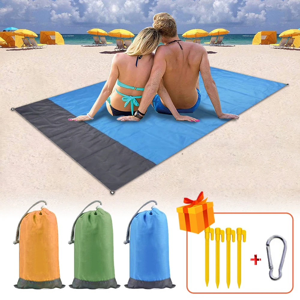 

2x1.4m Waterproof Beach Blanket Folding Camping Mat Tent Mattress Portable Lightweight Mat Outdoor Picnic Mat Sand Beach Mat
