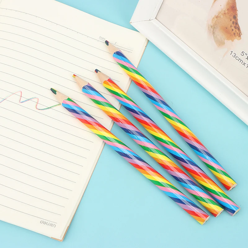 

4Pcs/pack Kawaii 4 Color Concentric Rainbow Pencil Crayons Colored Pencil Set Art School Supplies for Painting Graffiti