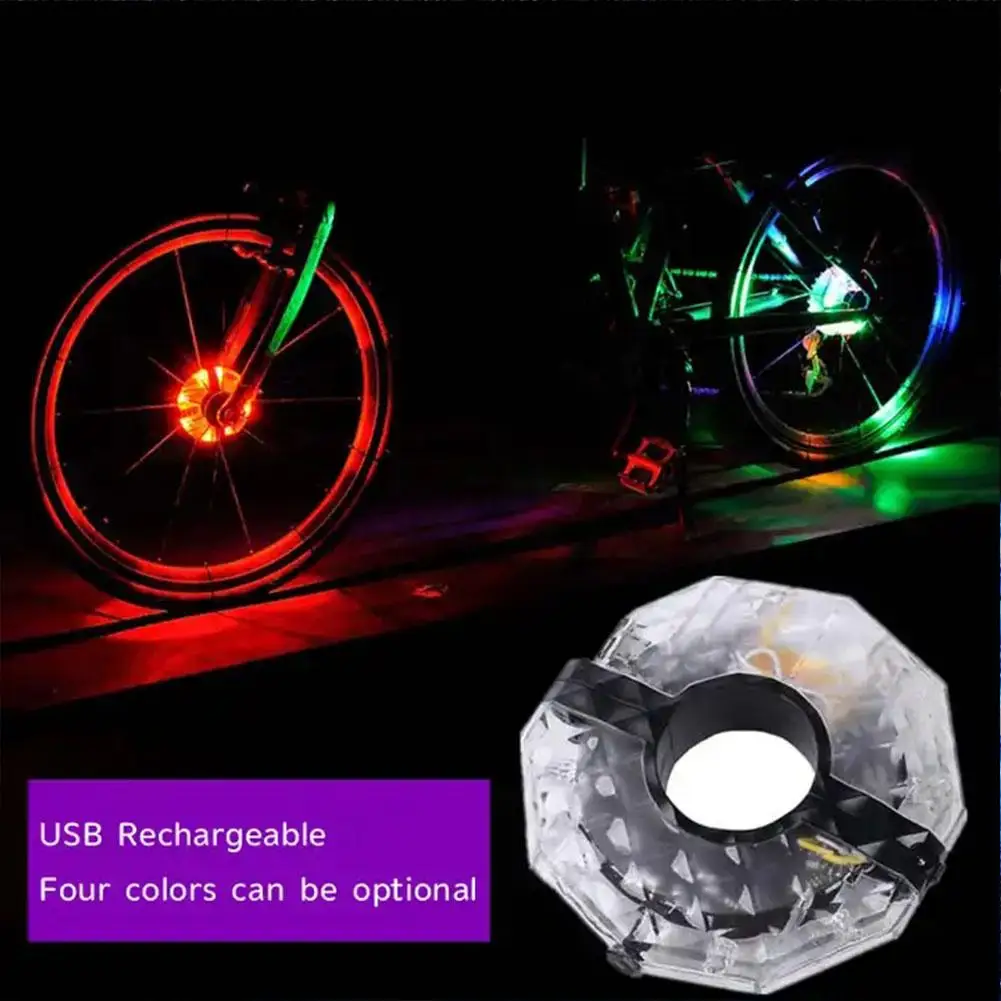 

Фонарь для велосипеда, USB зарядка, цветочный барабан, Аксессуары для велосипеда, водонепроницаемый фонарь 7 цветов для предупреждения безопасности F2M4