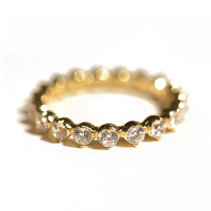 

2021 new S925 sterling silver thin engagement ring full of diamonds simple row diamond ring jewelry for women