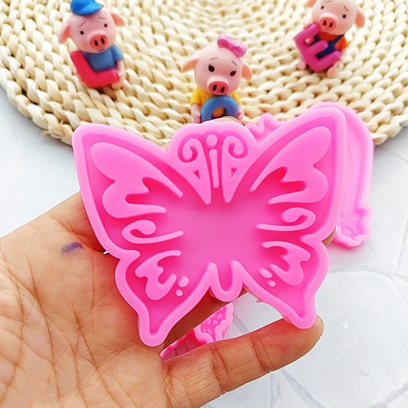 

N58F 3 шт./компл. блестящие силиконовые формы в виде бабочки, форма для брелока с отверстием для подвешивания, для самостоятельного изготовлен...