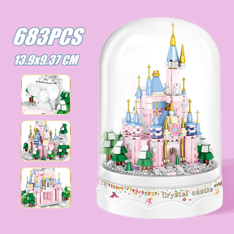 

Disney Castle Music Box Frozen Elsa Snow Ice Castle Friends Building Blocks City Bricks Figures Toys Children Gift Kid Girls Boy