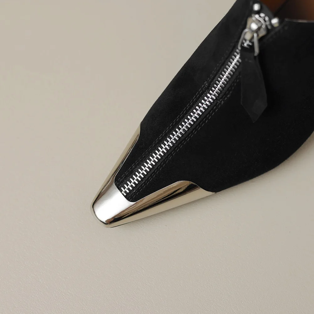 【JOCHEBED HU】Women Shoes Genuine Leather Square Toe Solid Modern for Women Soft Low Heels Plus Size Shoes 34-42