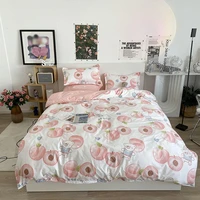 home textile pink peach bear fashion classic duvet cover bed sheet pillow case single double queen king for home bedding set