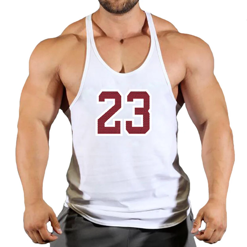 Sport Brand Vest Muscle Gym Mens Back Tank Top Sleeveless Stringer Clothing Bodybuilding Singlets Fitness Workout No.24 T Shirt