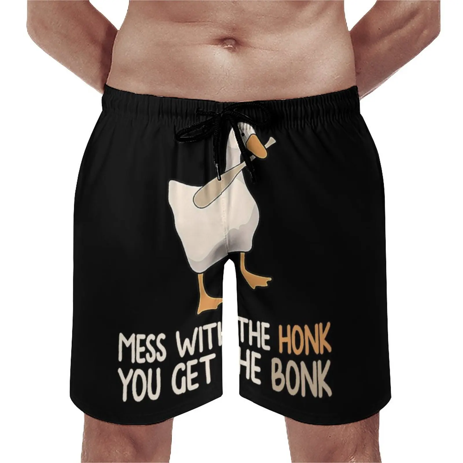 

You Get The Bonk Board Shorts Untitled Goose Game Gaming Animal Beach Shorts Drawstring Classic Customs Swim Trunks Plus Size
