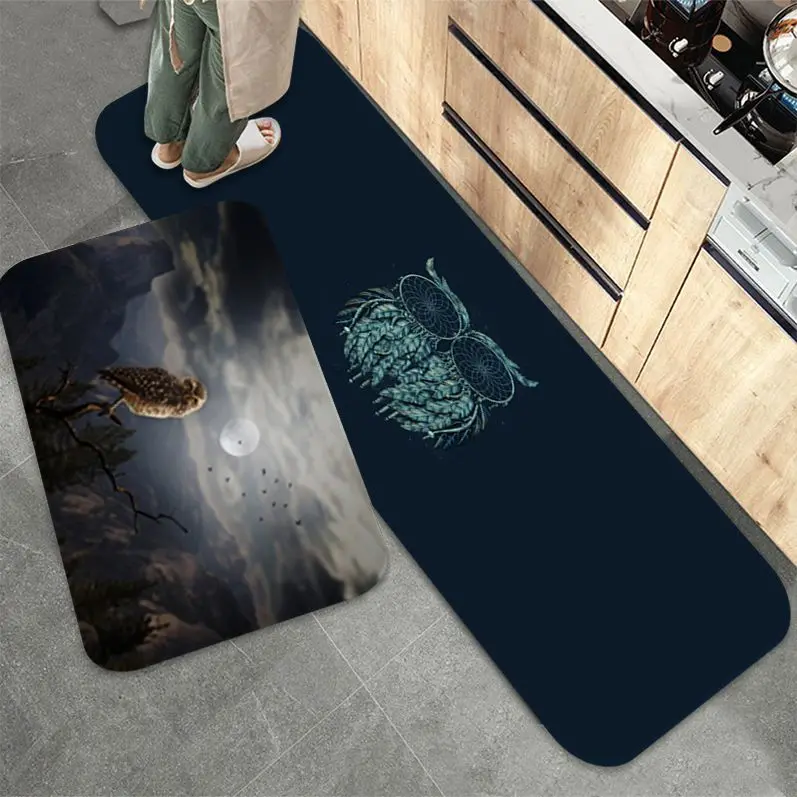 

Psychedelic Owl Floor Mat Kids Room Bedroom Decoration Balcony Anti-Slip Doormat Living Room Household Carpets