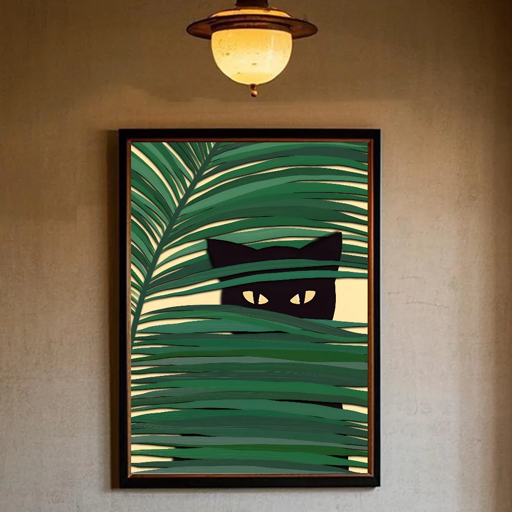 

Art Green bedroom and cat Постер ПВХ