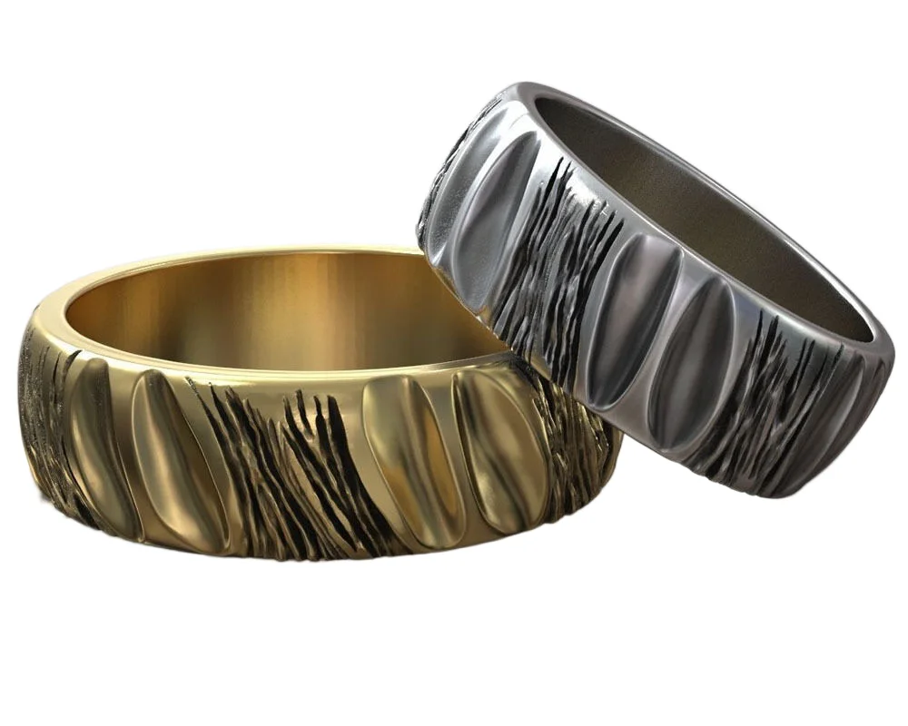 

4.5-9g Designer Art Gold Wedding Band Couple Gold Rings 925 Solid Sterling Silver Rings