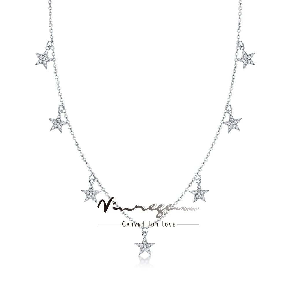 Vinregem Pass Test 3EX VVS1 D Цвет Настоящие Муассанит Бриллианты Звезда Ожерелье Подвеска GRA