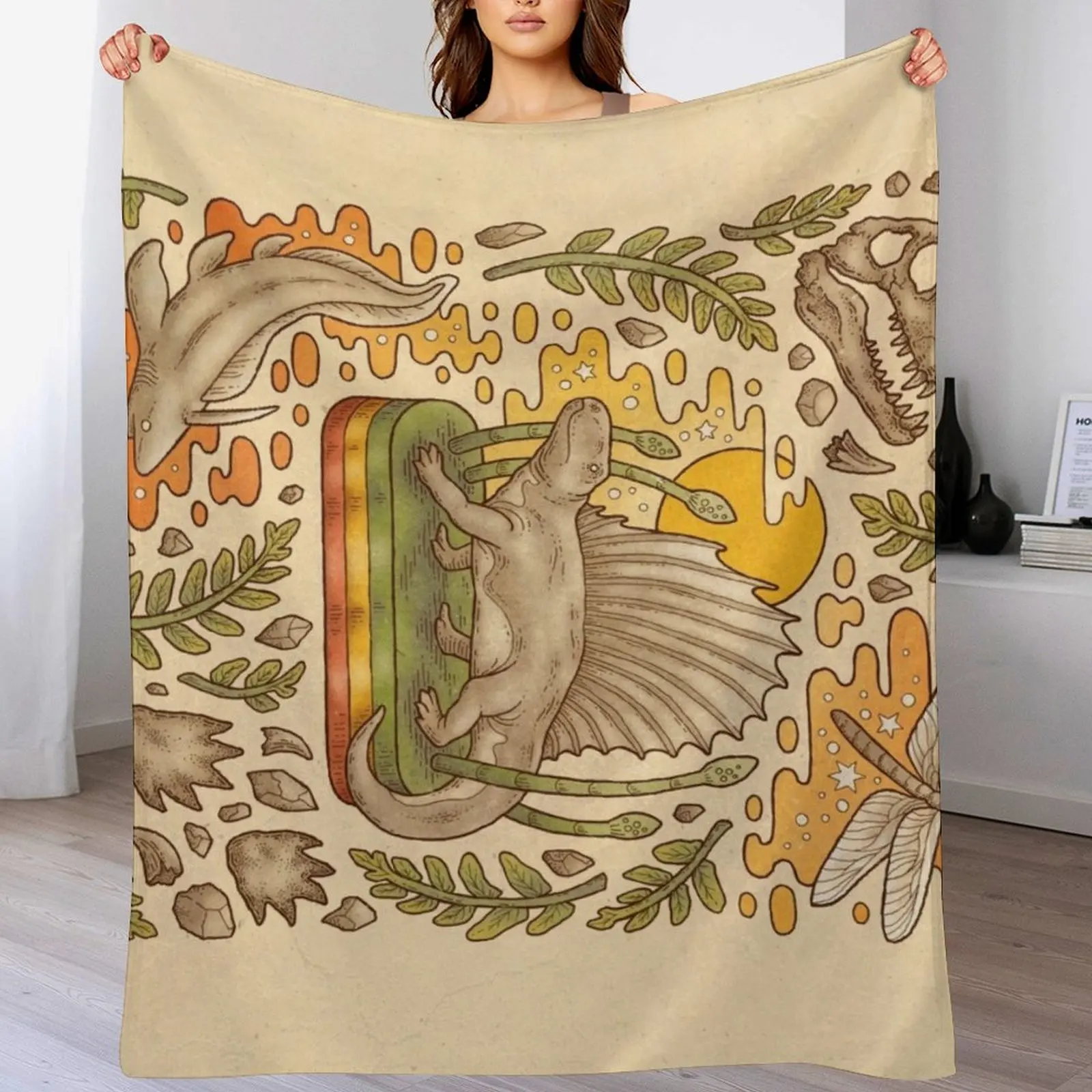 Диметродон Daydream | Искусство Натуральной истории Пермское Доисторическое одеяло