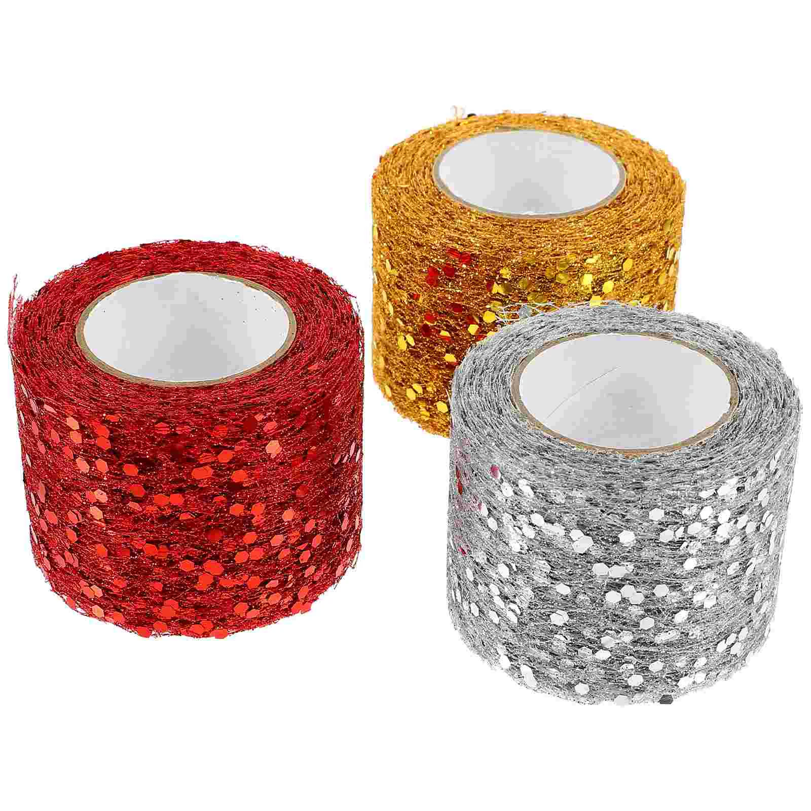 

3 Rolls Spool Ribbon Fabric Embellishments Crafting Women Tulle Netting Home Decor Red Gauze Stage Setting Supplies