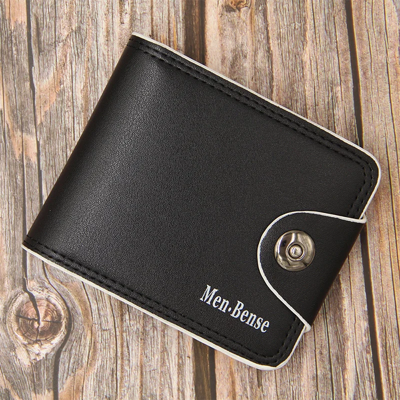 

Casual Men's Wallets Leather Solid Luxury Wallet Men Pu Leather Slim Bifold Short Purses Credit Card Holder Business Male Purse