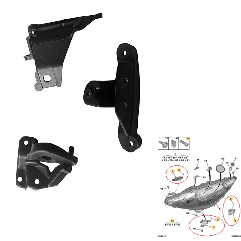 

For Peugeot 308 MK1 408 MK1 Headlight Housing Bracket Repair Kit Car Accessories