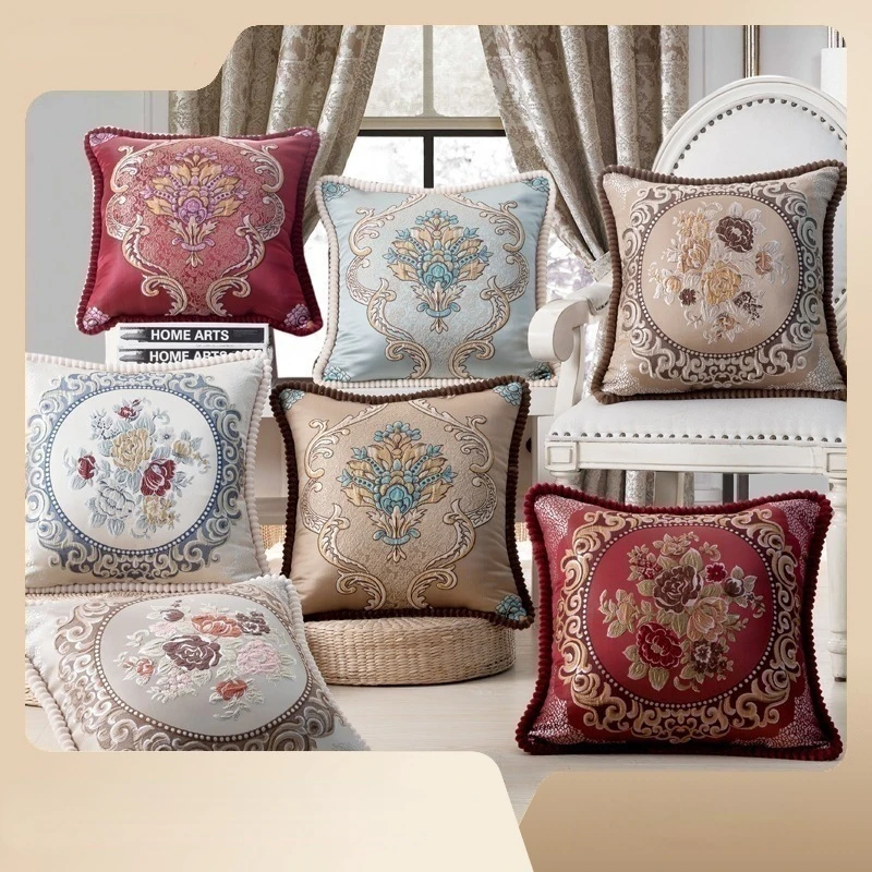 

European Style High Precision Jacquard Pillowcase 48cmx48cm Bedside Backrest Pillowcase Home Decoration Living Room Bolster