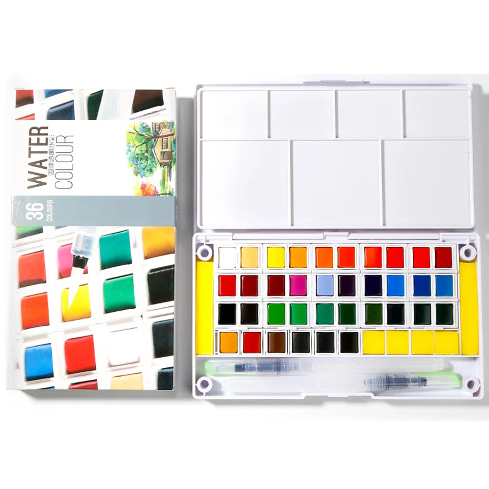 

Professional Solid Student Beginner Travel Handwork Tool Portable Art Mixing Palette Paint Box Painting Gift Sketch Watercolor