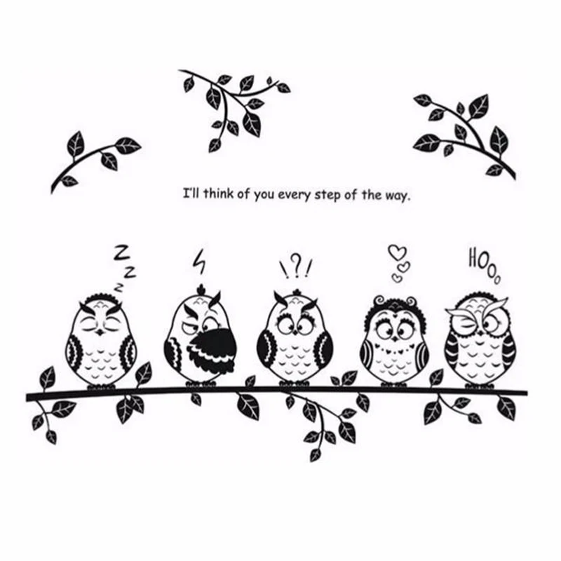 

Owl Carved Flower Vine Sticker Waterproof Living Room Bedroom Background Decor Wall Stickers