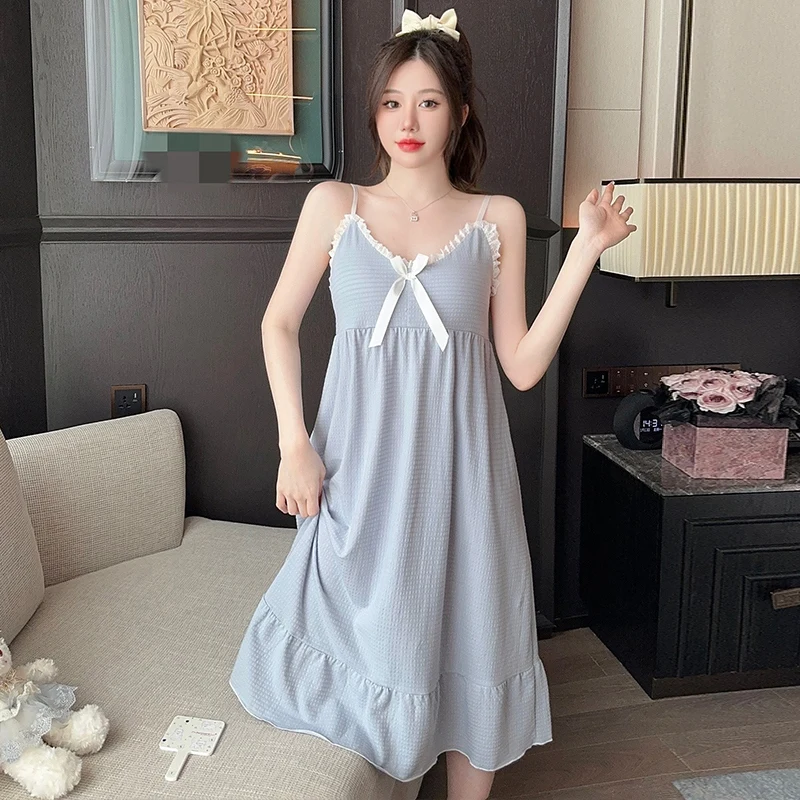 2024 летнее сексуальное нижнее белье на бретельках хлопковые ночные рубашки для