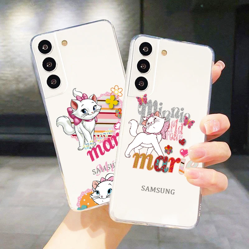 

Pretty cartoon noble mary cat For Samsung S22 S21 S20 FE Ultra Pro Lite S10 5G S10E S9 S8 Plus S7 Transparent TPU Phone Case