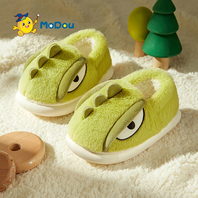 

Mo Dou Cute Dinosaur Home Cotton Slippers Children's Autumn And Winter Warm Cotton Shoes Girls' And Boys' Winter Cotton Shoes