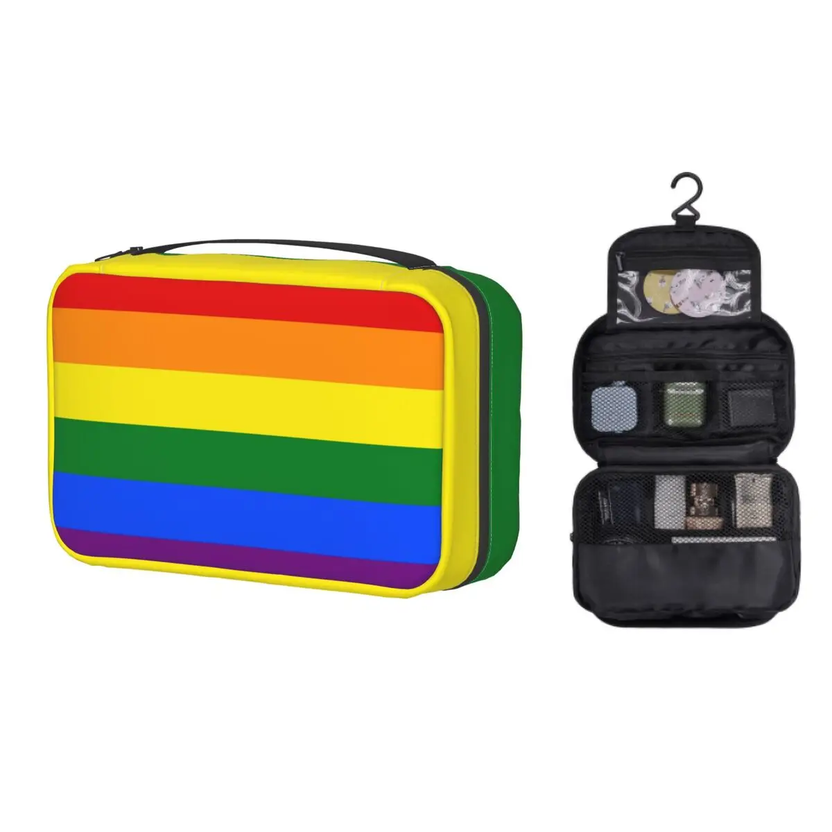 

Gay Pride LGBT Rainbow Flag Makeup Bag for Women Travel Cosmetic Organizer Kawaii LGBTQ Lesbian Hanging Storage Toiletry Bags
