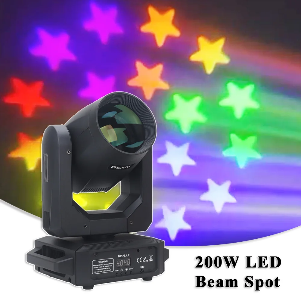 

YUER 200 Вт светодиодный луч с подвижной головкой, 18 призмов для дискотеки Dj, свадебной вечеринки, радужного стробоскопа, сценического освещения, украшения для вечеринки