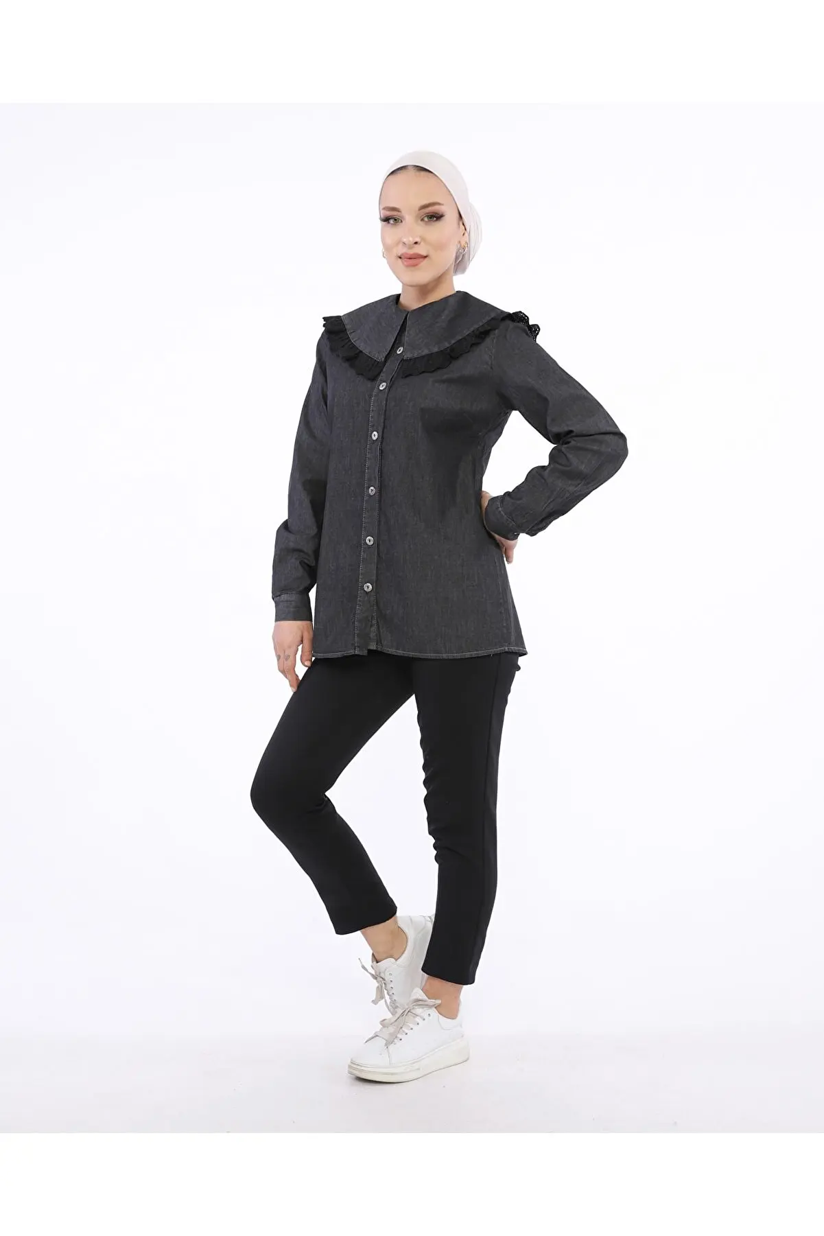 

Women baby collar brooch jean shirt islamic fashion fashion modest clothing gifts for every