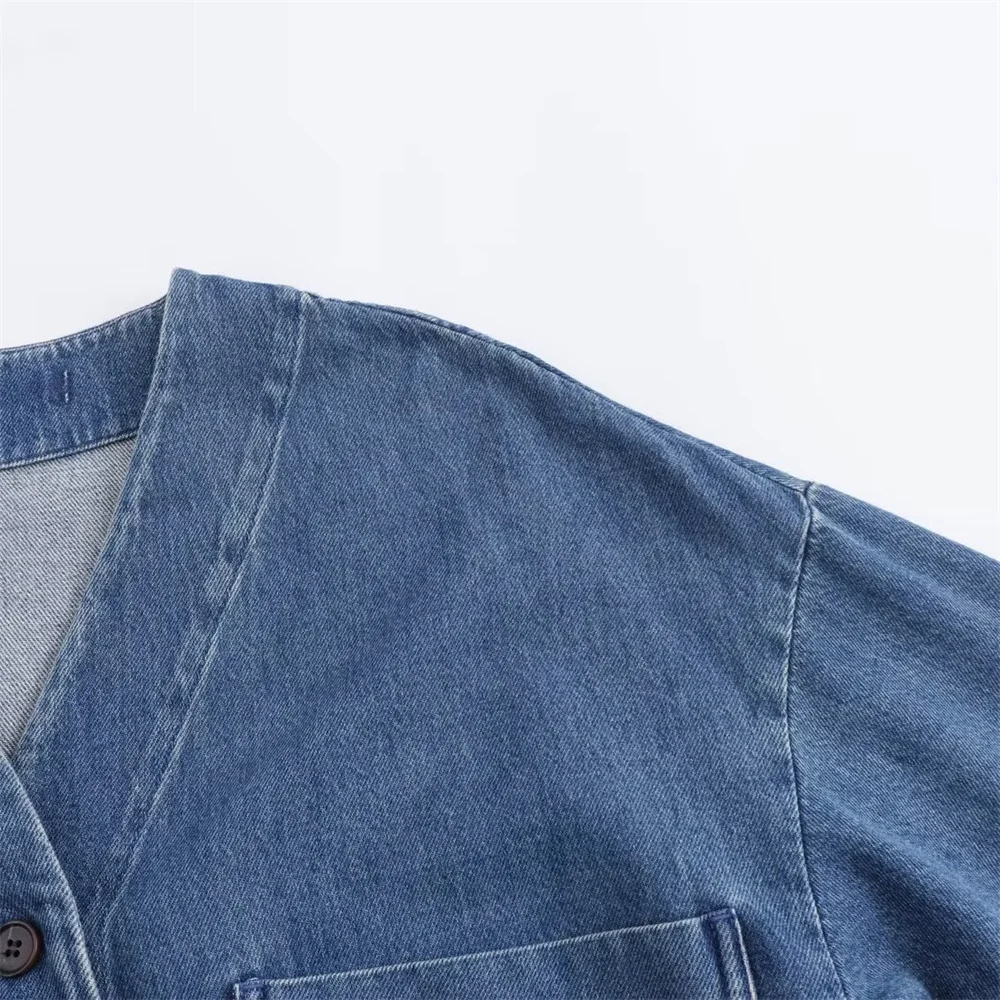 Женская джинсовая куртка с V-образным вырезом PB &amp ZA2024