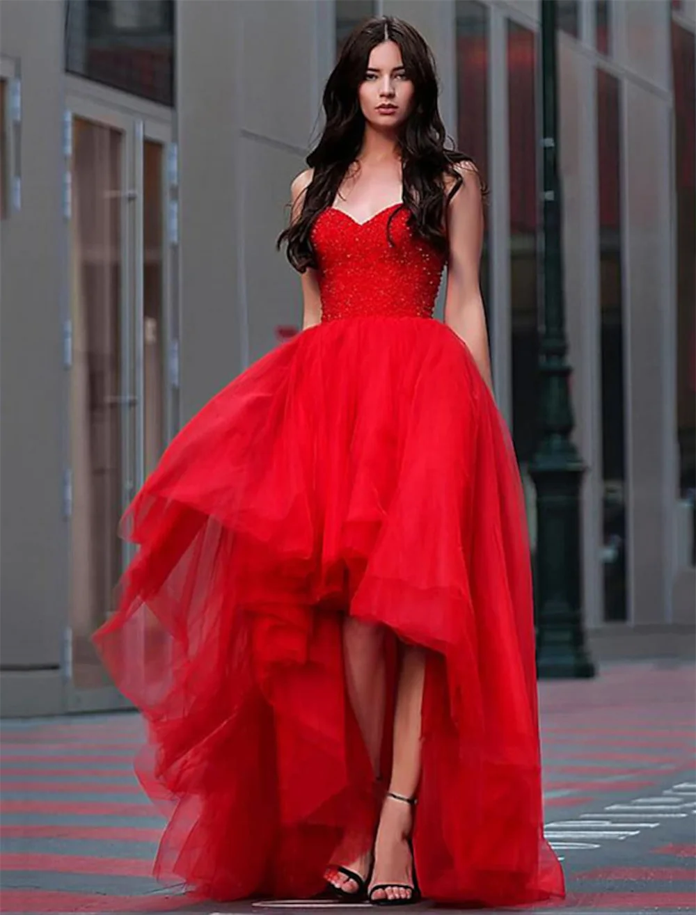 

A-Line Luxurious Elegant Party Wear Prom Birthday Dress Sweetheart Neckline Sleeveless Floor Length Tulle with Pleats 2022