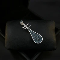 exquisite rhinestone vintage lute brooch high end luxury musical instrument accessories women neckline suit pin corsage jewelry