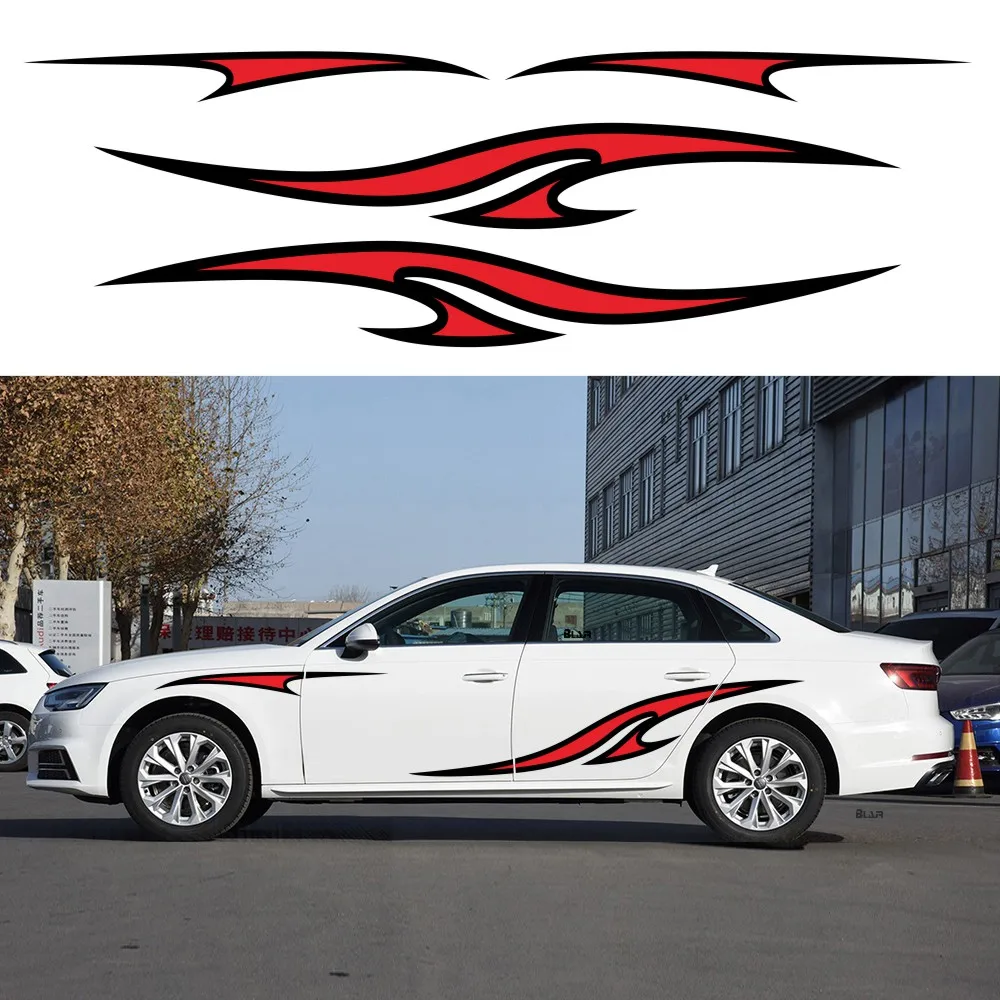 

4 шт. модные гоночные полосатые автомобильные наклейки для BMW Honda Toyota Kia Mazda Ford VW пикап декоративные двери виниловые аксессуары
