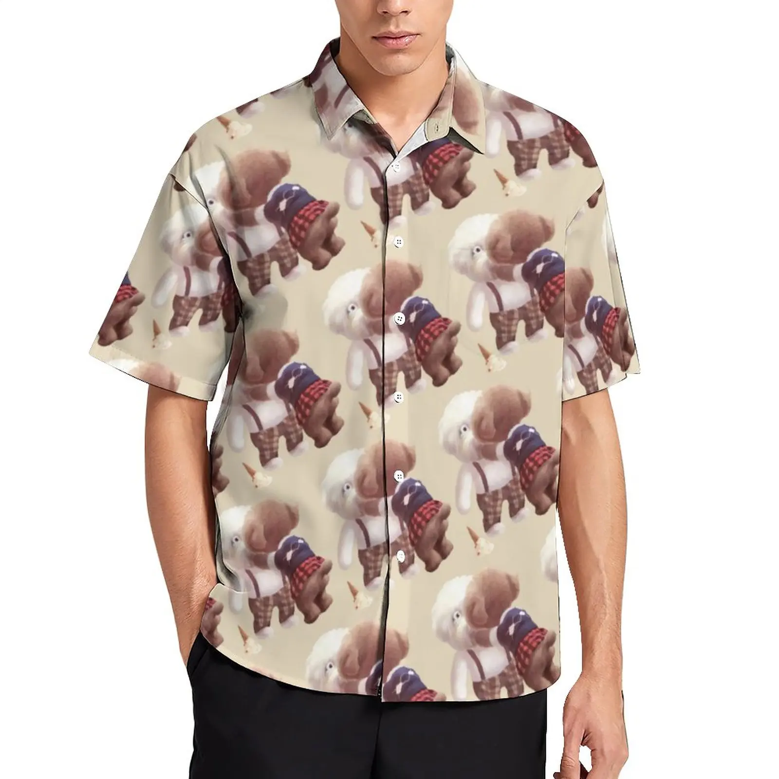 

Мужская пляжная рубашка с принтом в виде пуделя