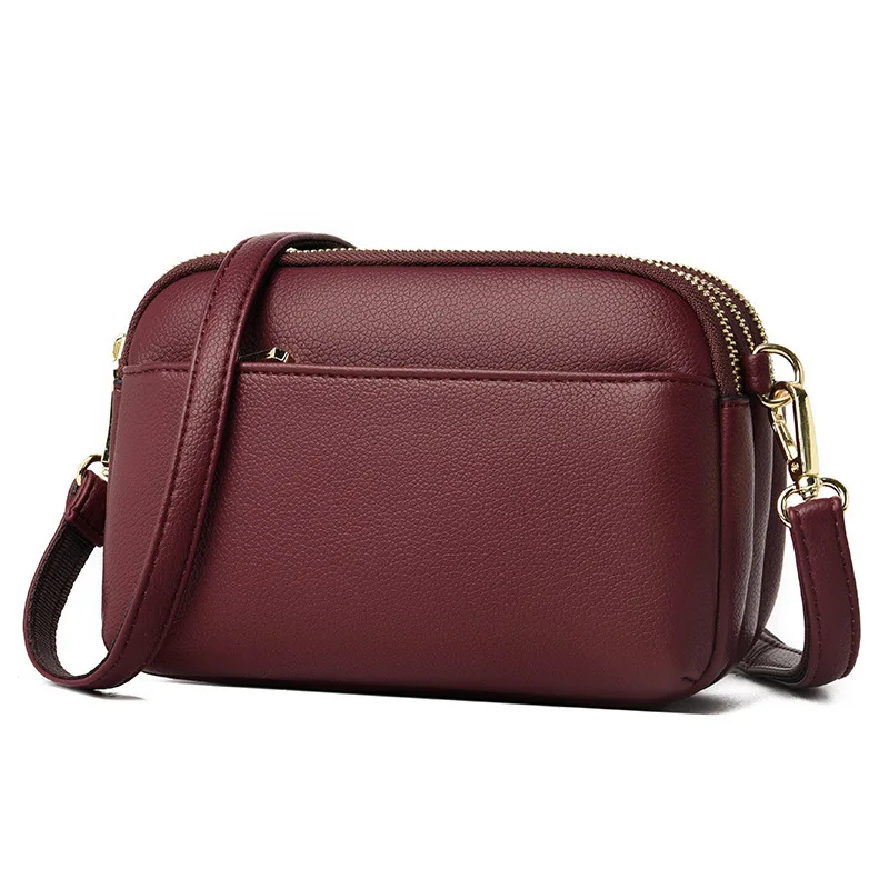 

Vintage Shoulder Bags For Woman High Quanlity Pu Leather Versatile Crossbody Messenger Bag Three Layer Capacity phone Wallet Sac