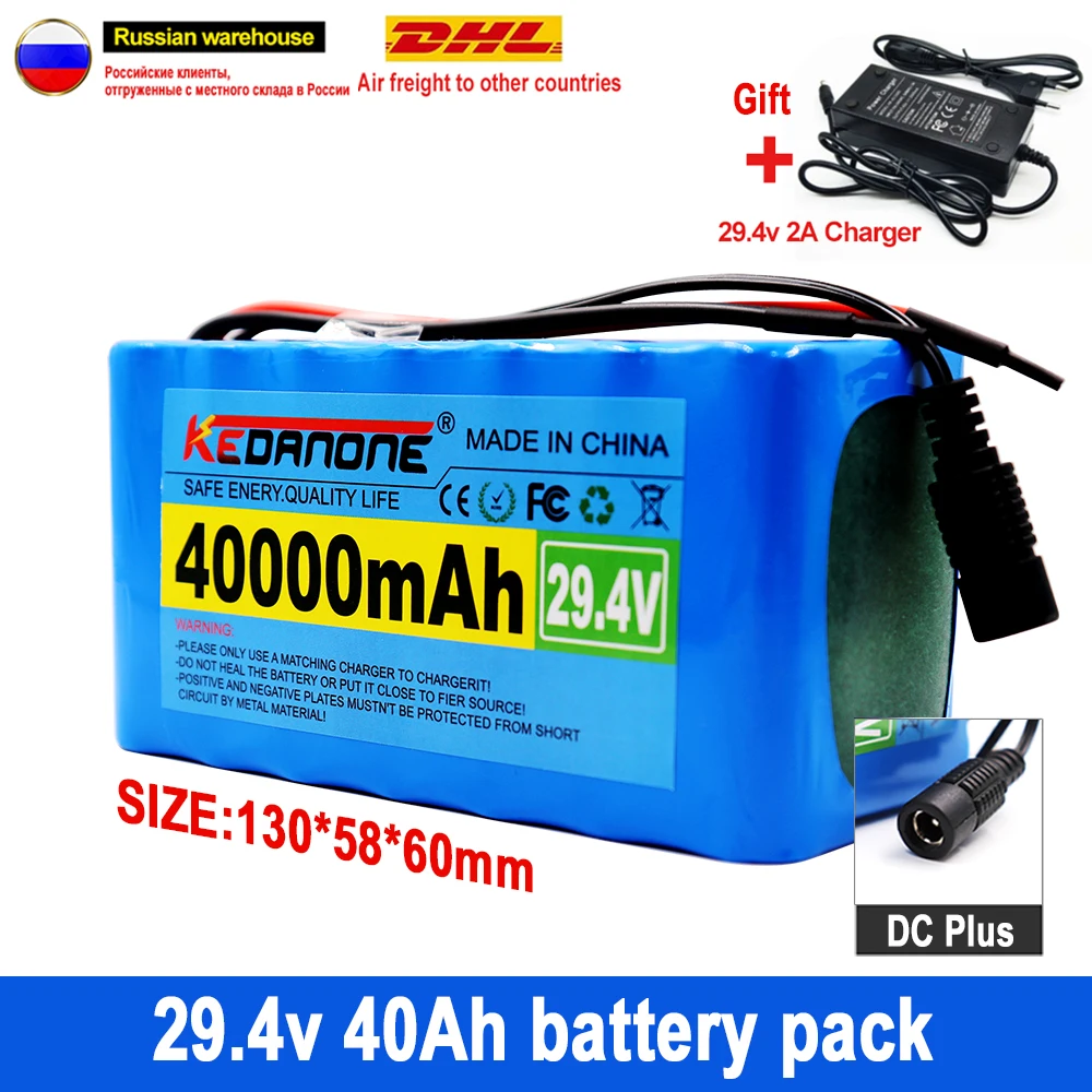 

24V 40Ah 7S3P 18650 29.4V 40000mAh Li-ion Battery Pack for Electric Bicycle Moped Electric Li-ion Battery + 2A Charger