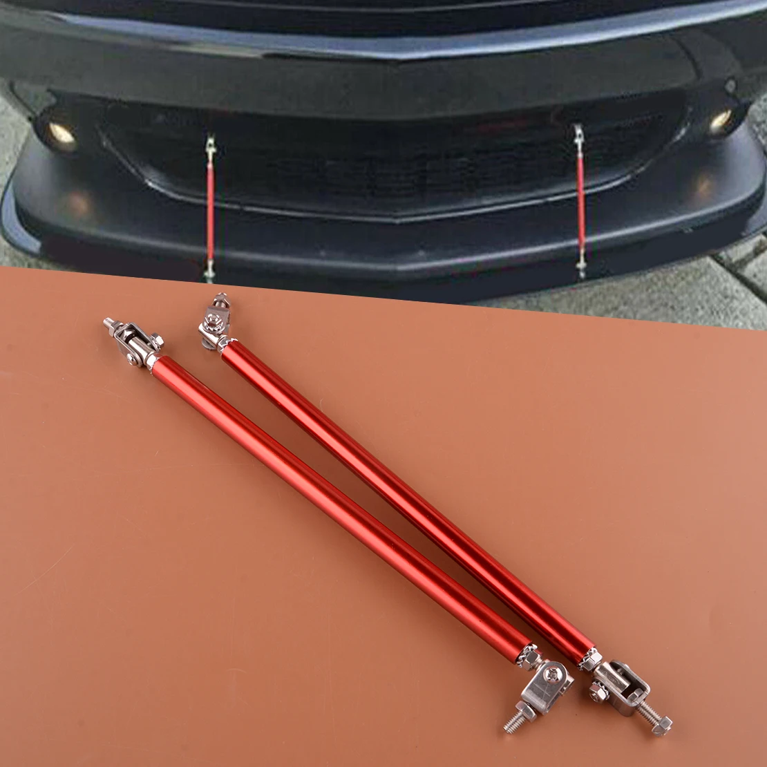 

1 Pair 20cm Front Bumper Lip Splitter Diffuser Strut Rod Tie Support Bar Red Stainless Steel Fit for Dodge Charger Challenger