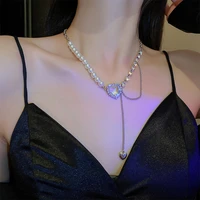 new korean trend heart design jewelry sets women zircon crystal love pendant necklace earrings girl party birthday accessories