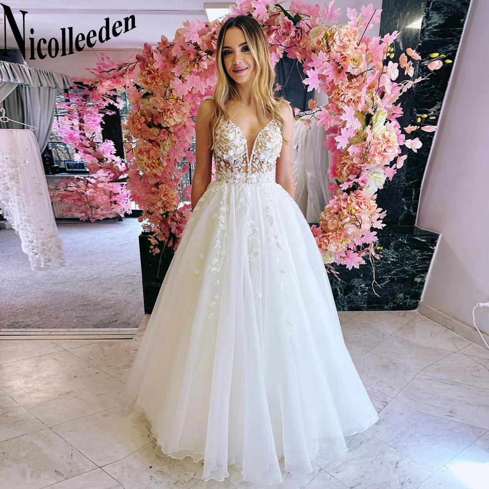 

Женское свадебное платье с открытой спиной, V-образным вырезом, без рукавов