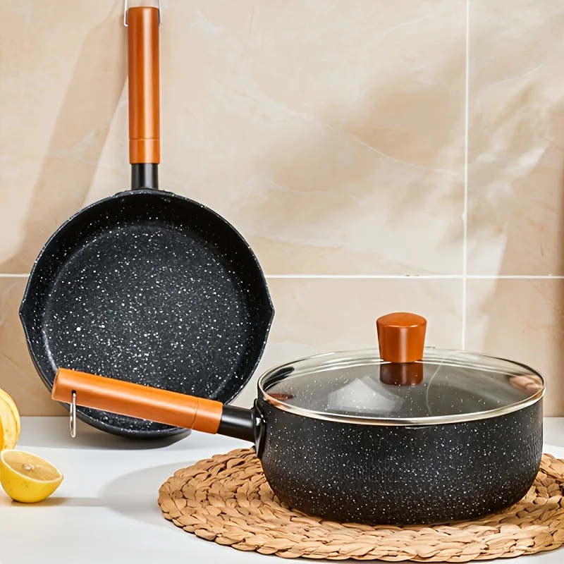 

1 шт., антипригарная Кастрюля с деревянной ручкой, в японском стиле