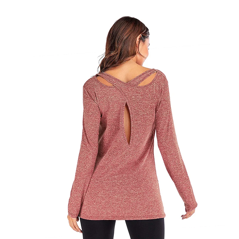 

SPRING SEAON Womens Long Sleeve Yoga Shirt Sport Top Quick Dry Fitness Yoga Top Female Casual Running Sweatshirt