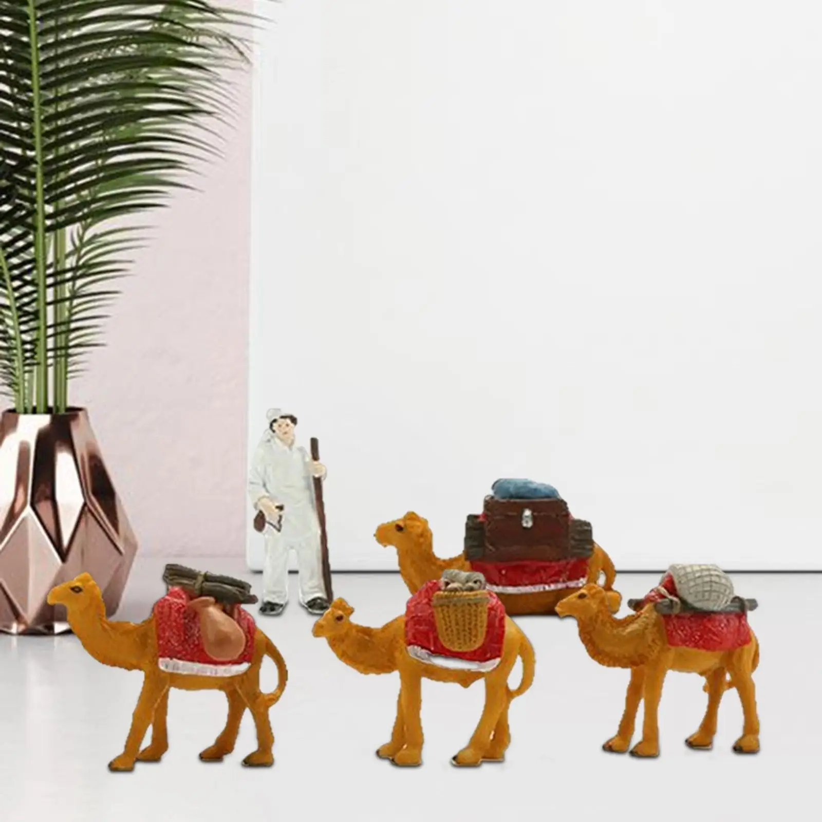 

5 Pieces Cartoon Lovely Miniature Animal Desert Model Educational Learning Toys Ornaments Resin Camel Figurines Home Decor