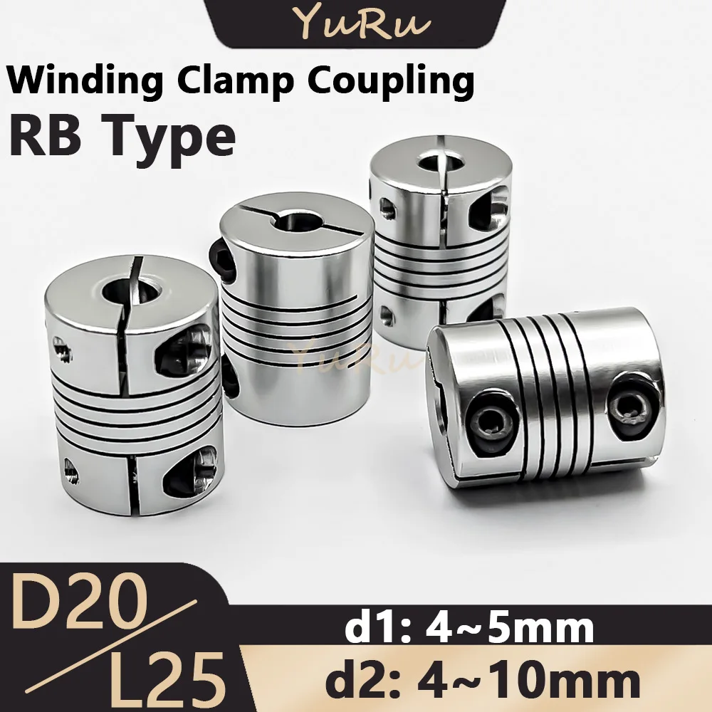 

1PC D20L25 Winding Clamp Coupling Aluminum Alloy Elastic Bore 4/5/6/6.35/8/9.5/10mm Shaft CNC Jaw Shaft Motor Flexible Coupling