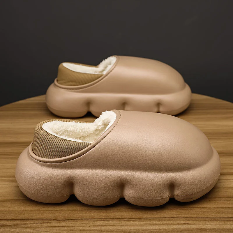 

New Women Home Fuzzy Slippers Light Weight Waterproof Slipper Men Outdoor Warm Cotton Plush Soft Platform Shoes Sapato Feminino