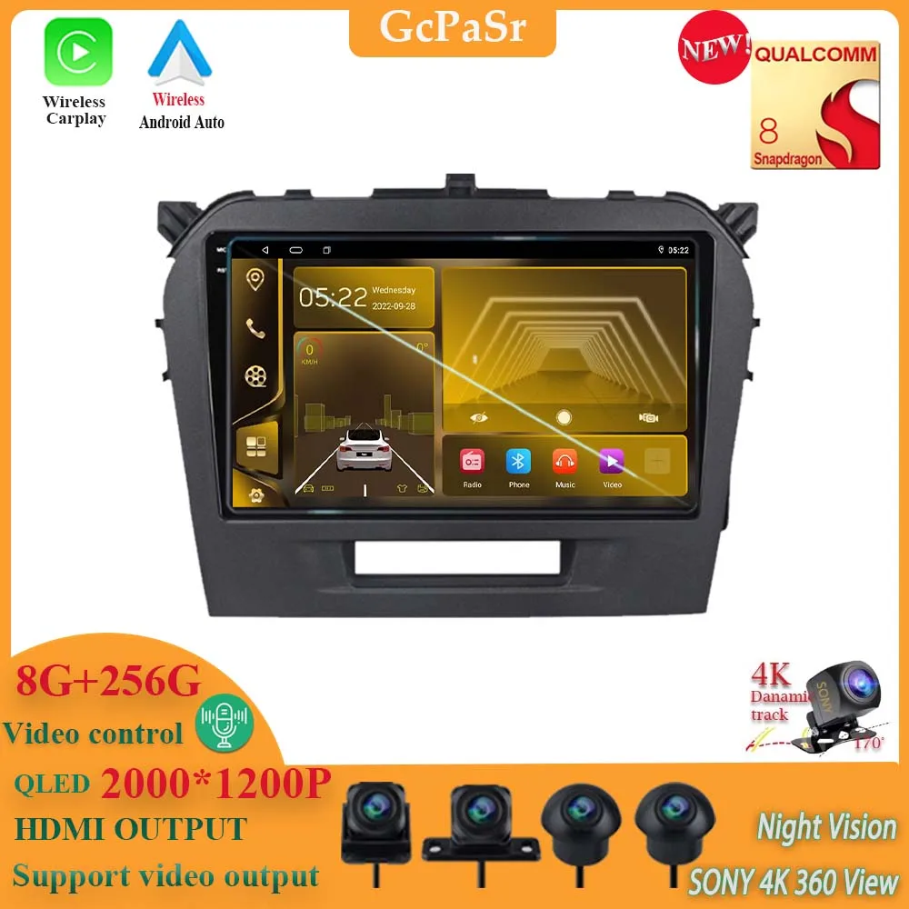 

Android 13 Carplay Qualcomm Snapdragon Авто Радио DVD НАВИГАЦИЯ GPS мультимедийный плеер для Suzuki Vitara 2017 2018 2019 BT