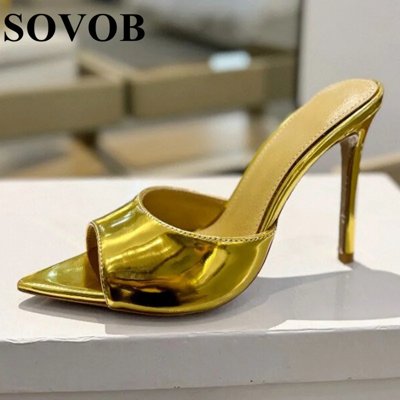 Летние туфли из лакированной кожи на тонком высоком каблуке женские сандалии с