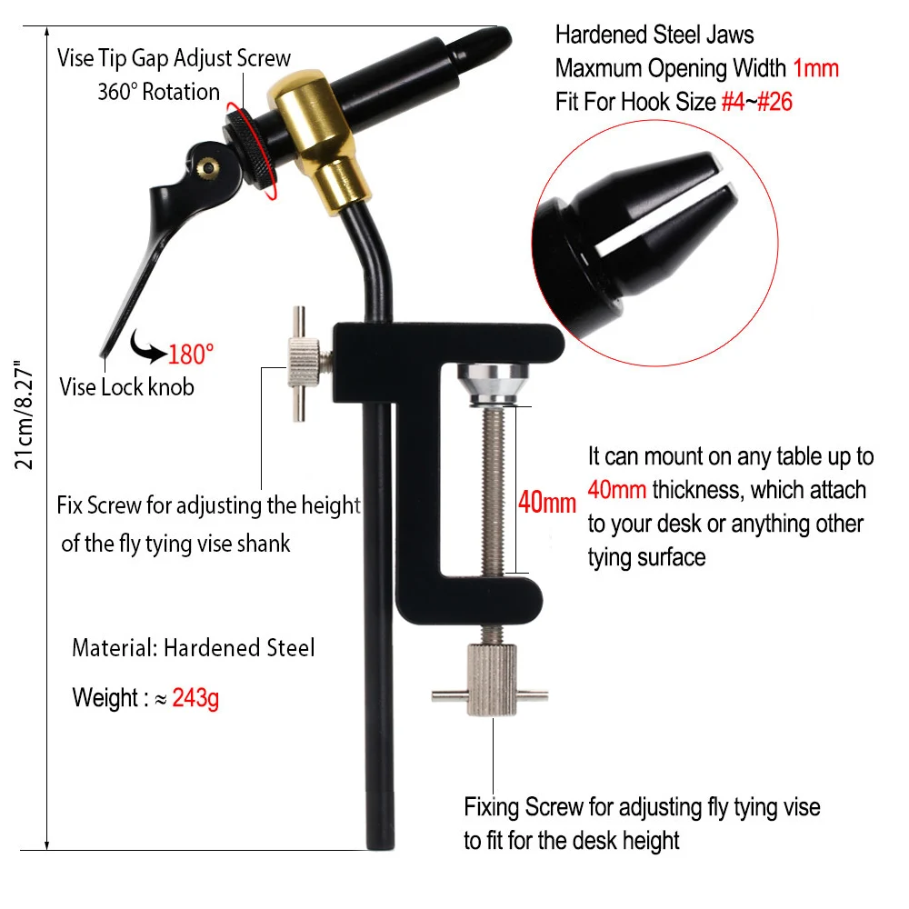 Инструмент для плетения мушек ICERIO - зажим для мушек / держатели бобин / нитевдеватель / ножницы / нить 70D без шипов Чешский крючок для связывания рыболовных приманок.