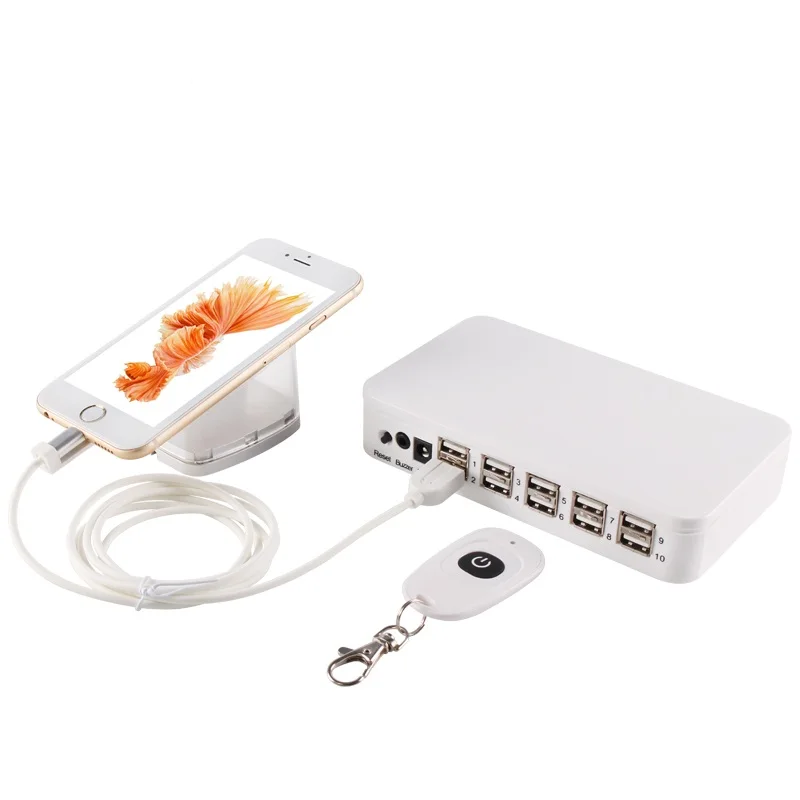 

10 Port Smartphone Alarm and Charging Security Display System with 10 PCS Alarm Sensor Cable and 10 Acrylic Holder