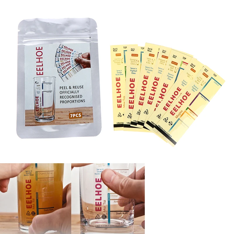 

7pcs Cocktail Shaker Shaker with Scale Bar Utensils Milk with Tea Scale Sticker